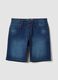 Blue denim shorts in stretch cotton blend, regular fit_0