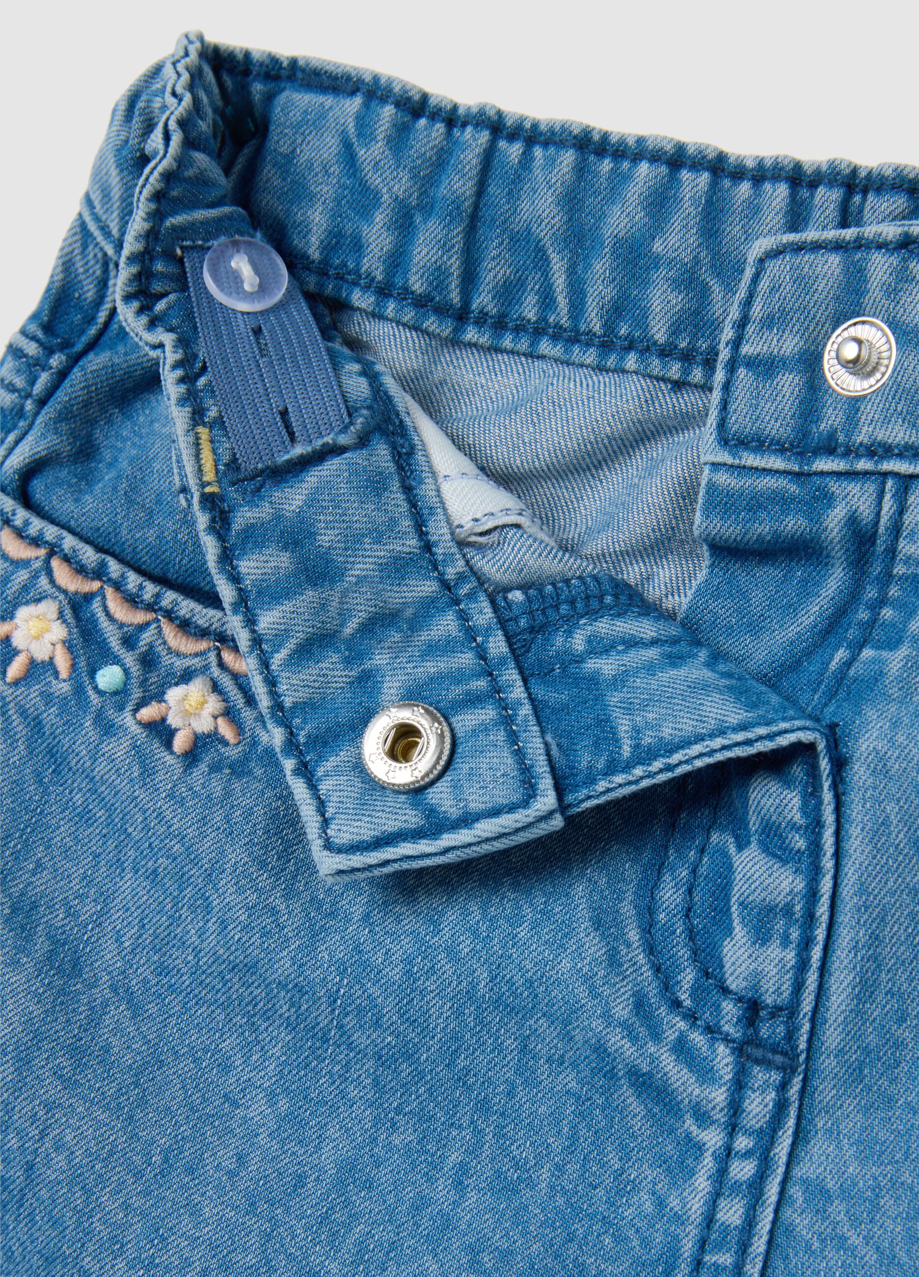 Baby Girl Blue Denim Regular Fit Shorts