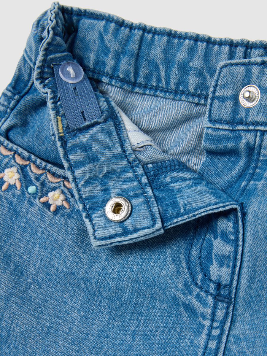 Baby Girl Blue Denim Regular Fit Shorts_2