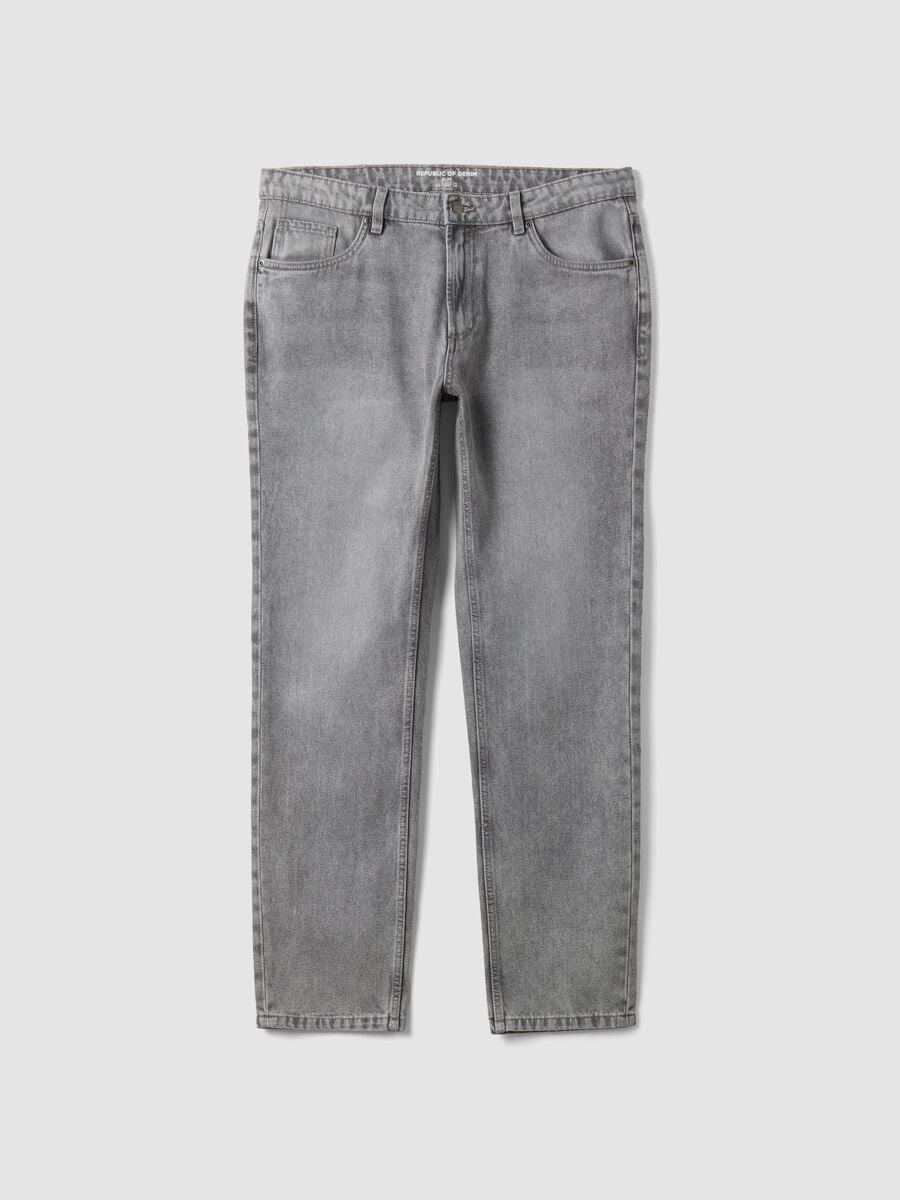 Grey slim-fit jeans in cotton and viscose blend_4