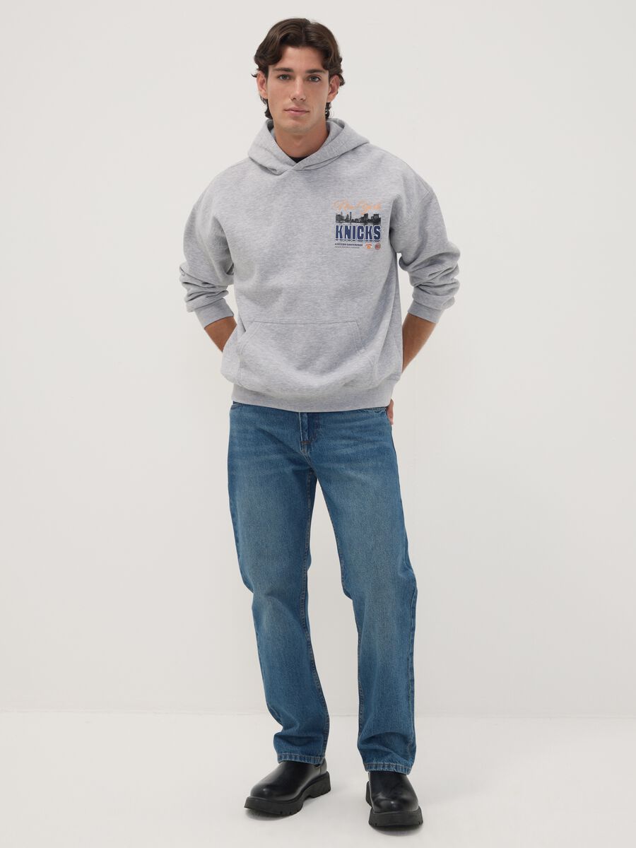 Grey cotton-blend hoodie with Knicks print_1