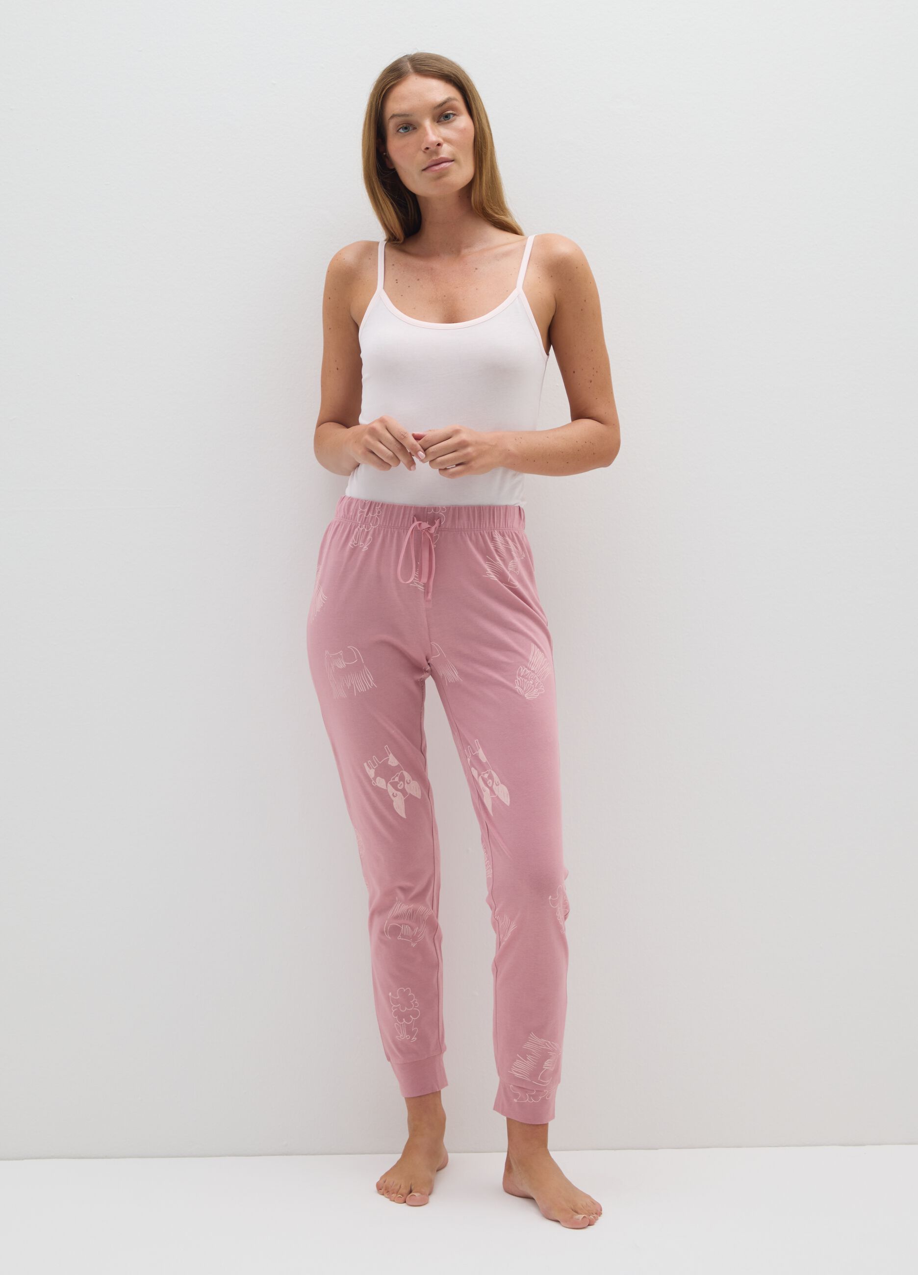 Pink cotton long-sleeved pyjamas