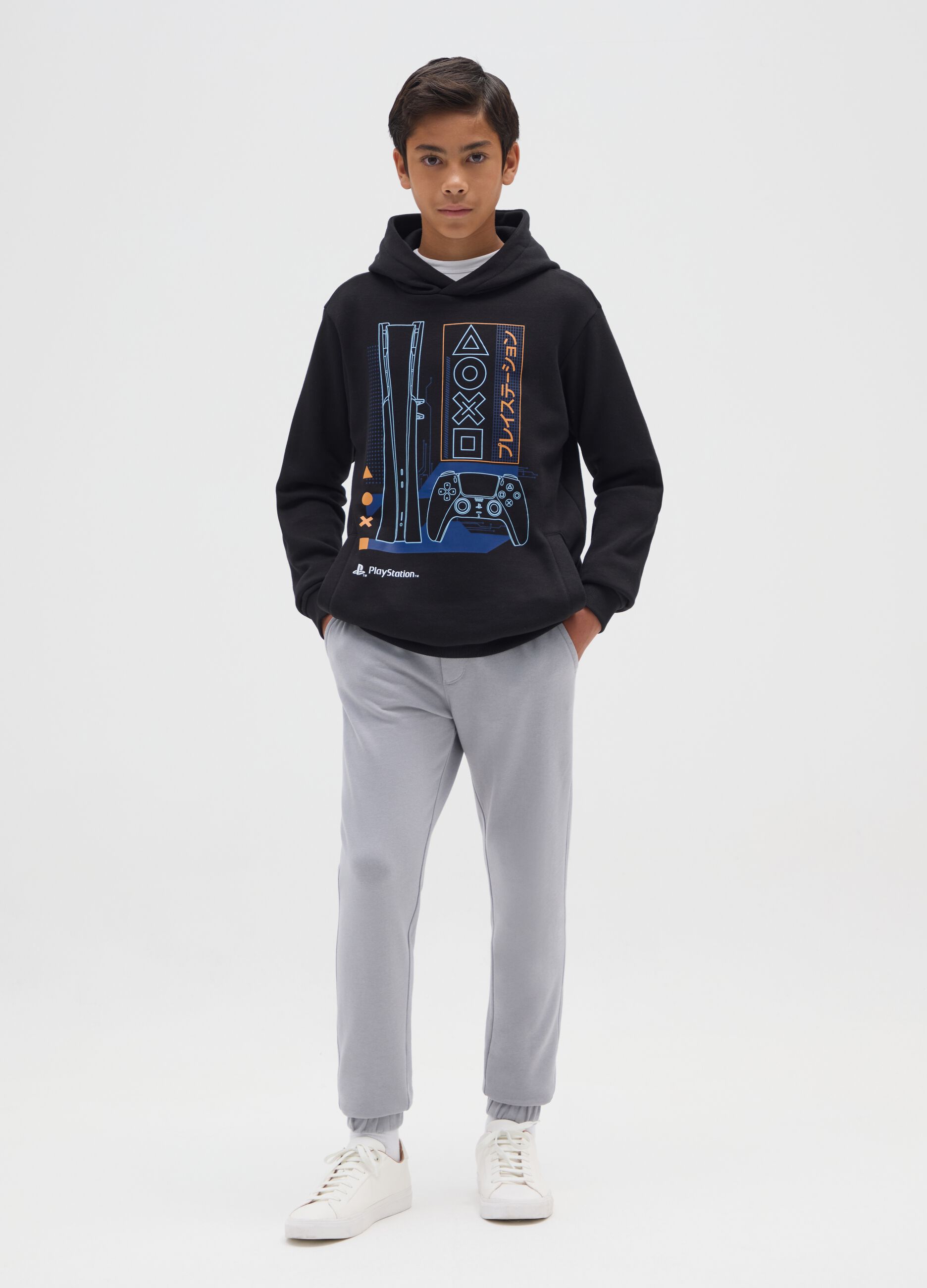 Boy's grey pure cotton jogger pants regular fit