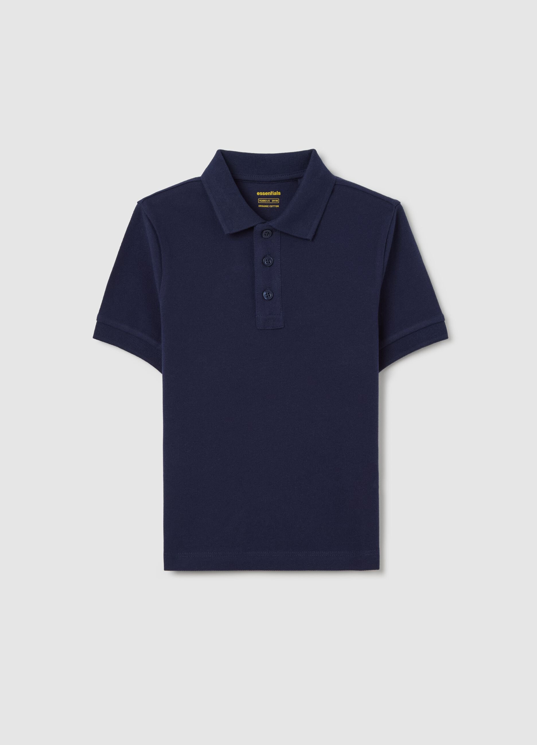 Essential blue polo shirt in organic cotton