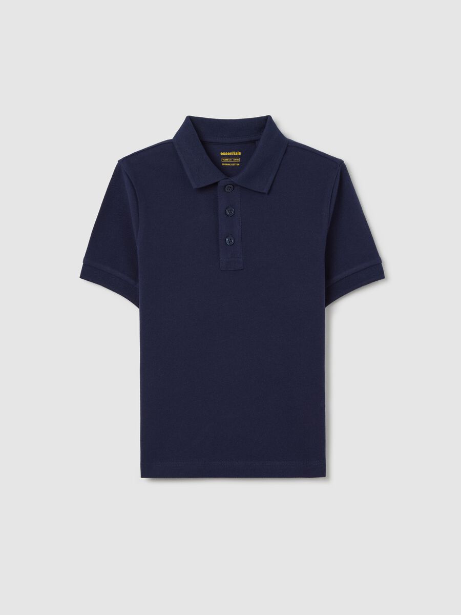 Essential blue polo shirt in organic cotton_0