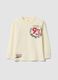 T-shirt bianca in puro cotone con girocollo e stampa Top Speed_0