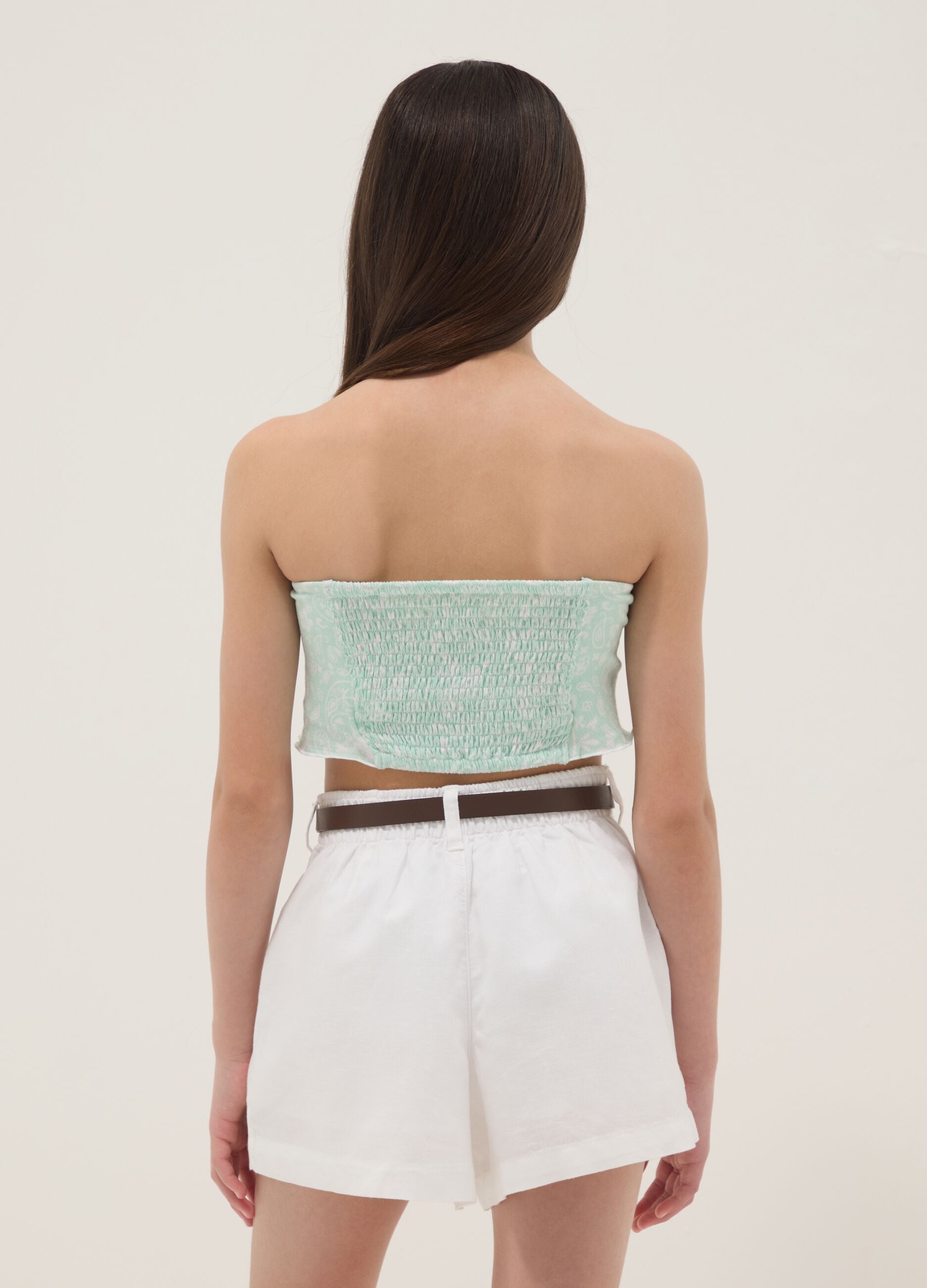Top multicolor in cotone elasticizzato da ragazza con stampa paisley