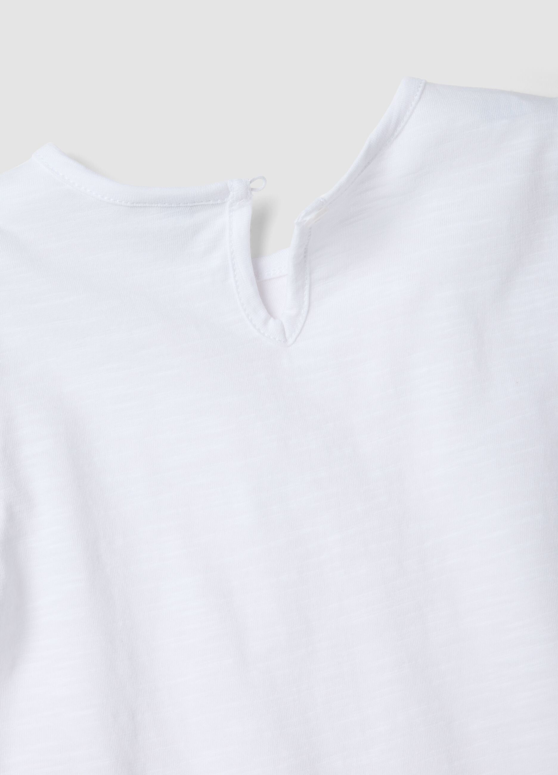 White pure cotton T-shirt with chest pocket