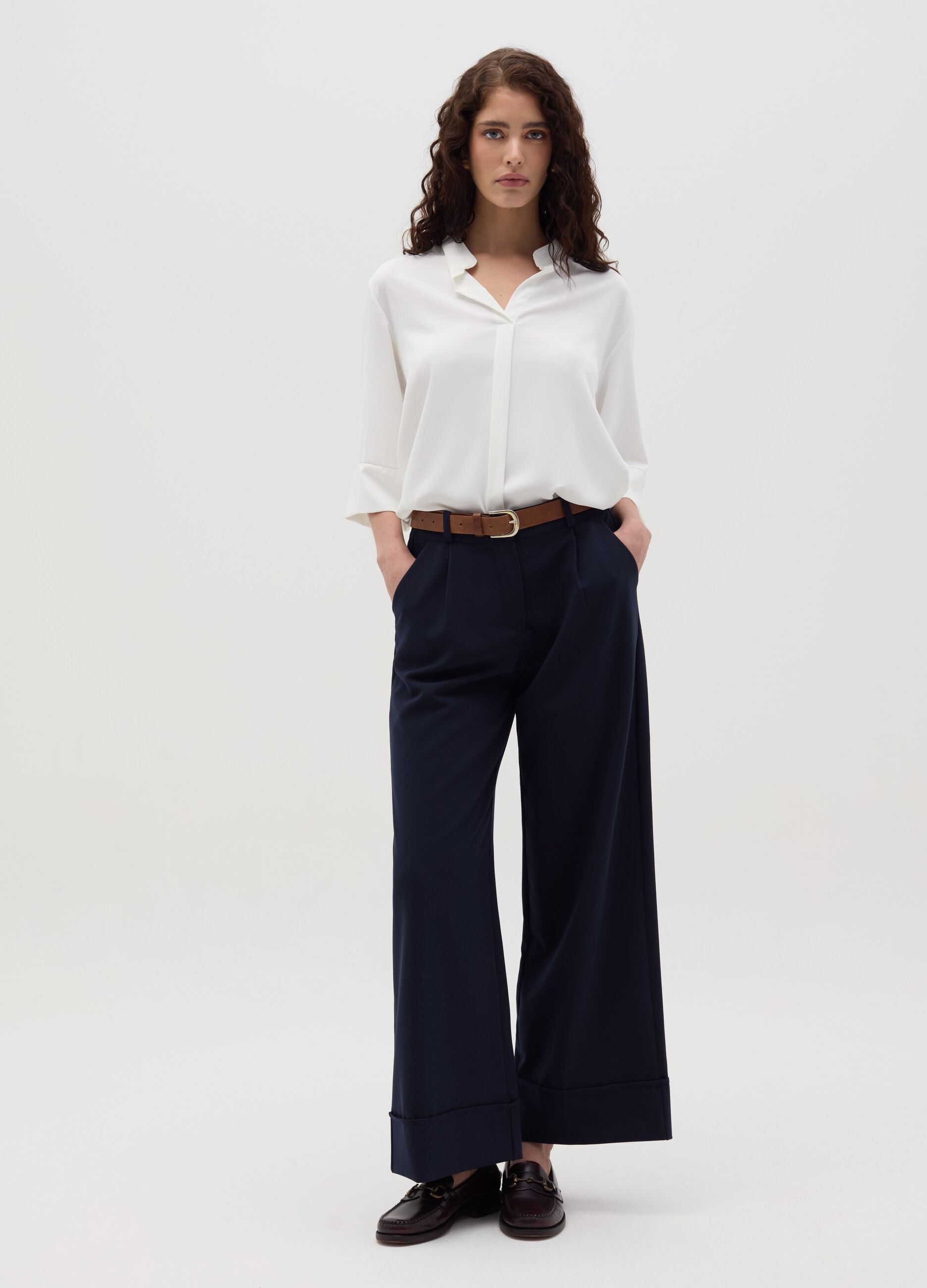Blouse with kimono sleeves