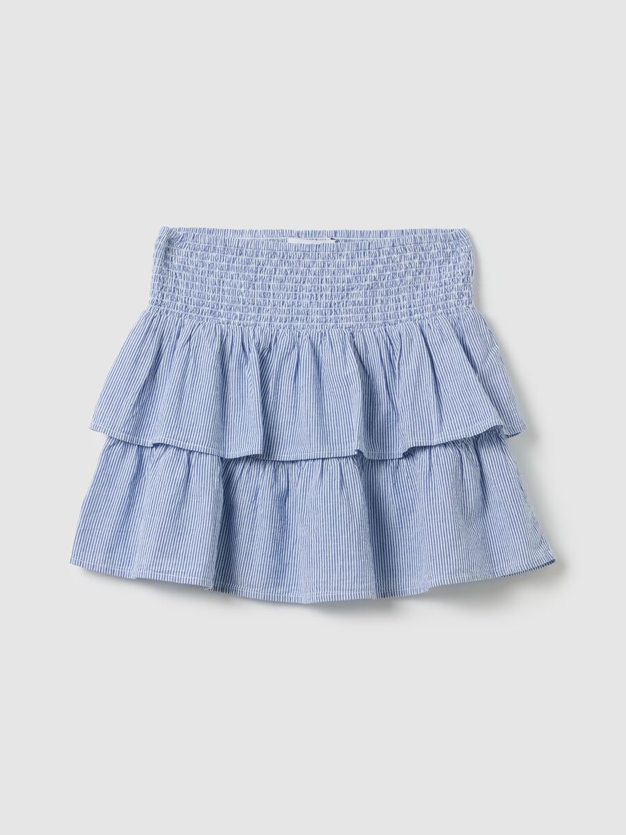Women’s light blue, tiered mini skirt with regular fit in 100% cotton_4