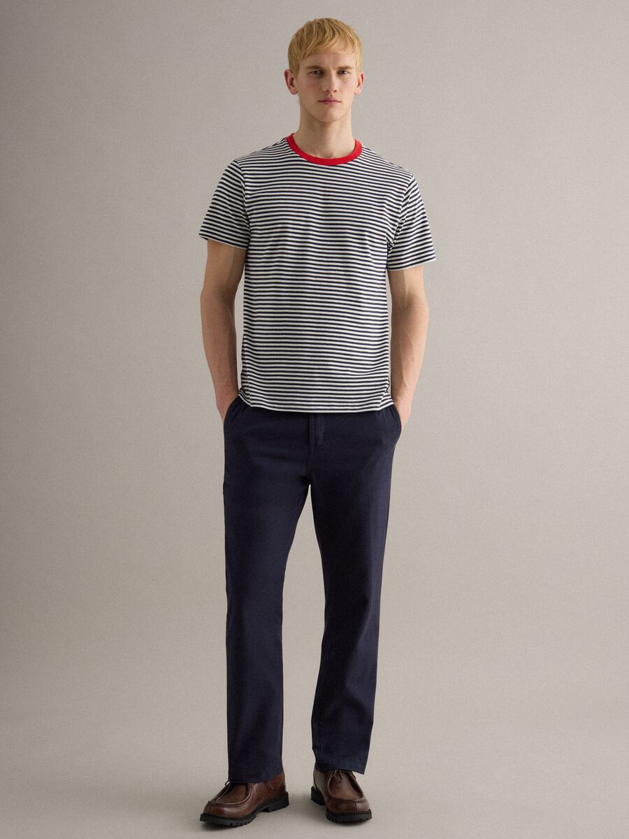 T-shirt in puro cotone a righe multicolor regular fit_2