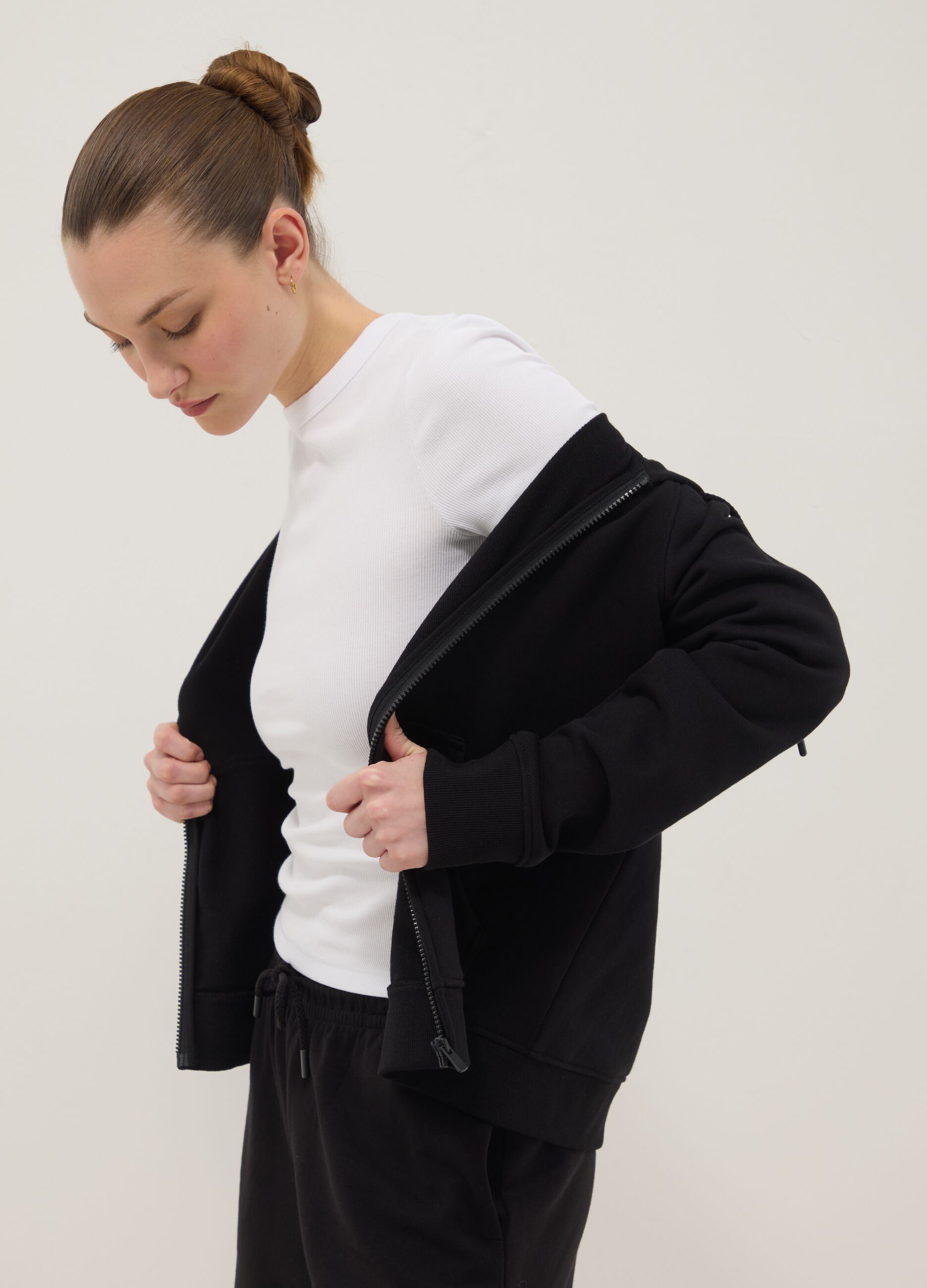 White fitted short-sleeve stretch cotton T-shirt