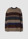 Maglione marrone in lana elasticizzata a righe con girocollo regular fit_2
