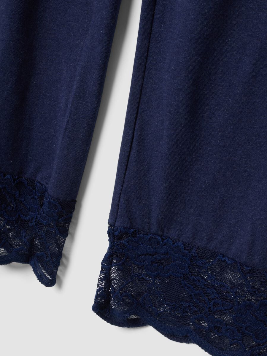 Pantaloni pigiama blu in cotone, lyocell e lana elasticizzata_5