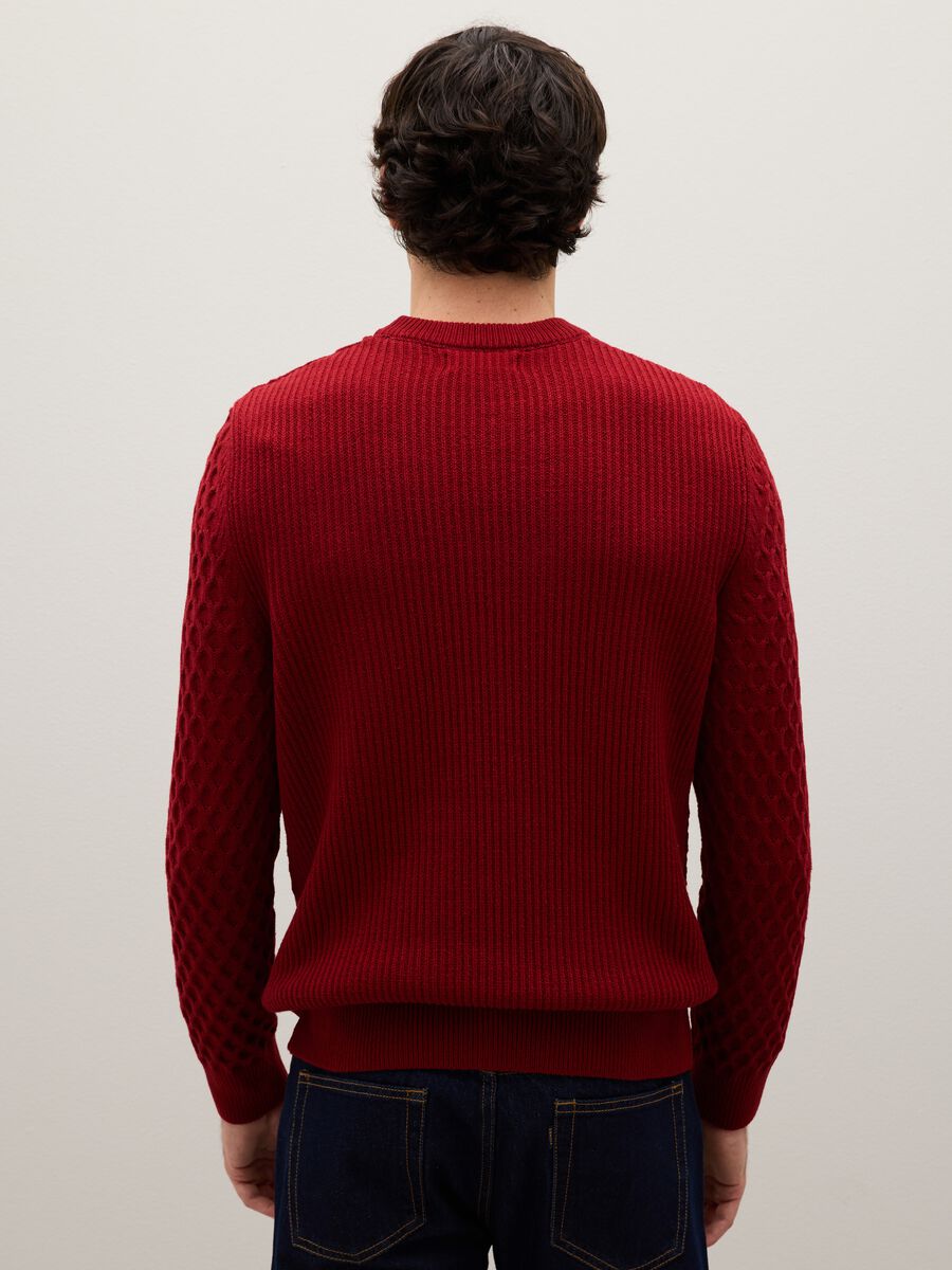 Regular fit red cotton blend jumper_3