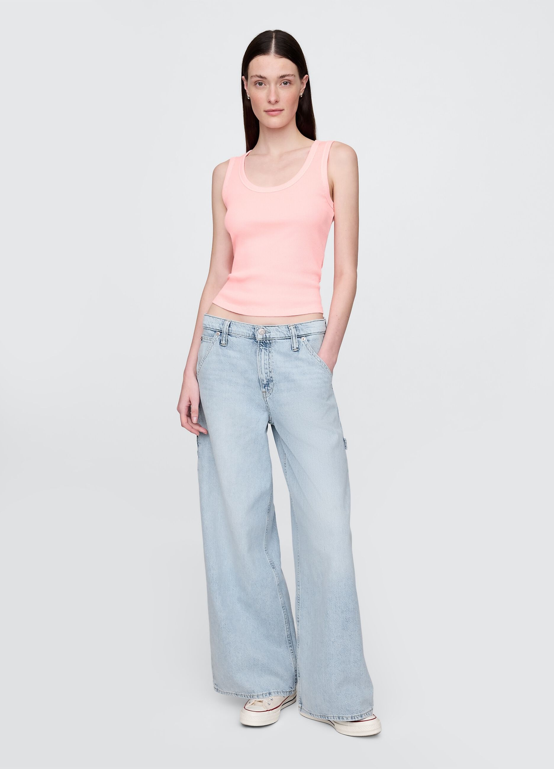 Wide Leg Jeans in Cotton and Lyocell Blend