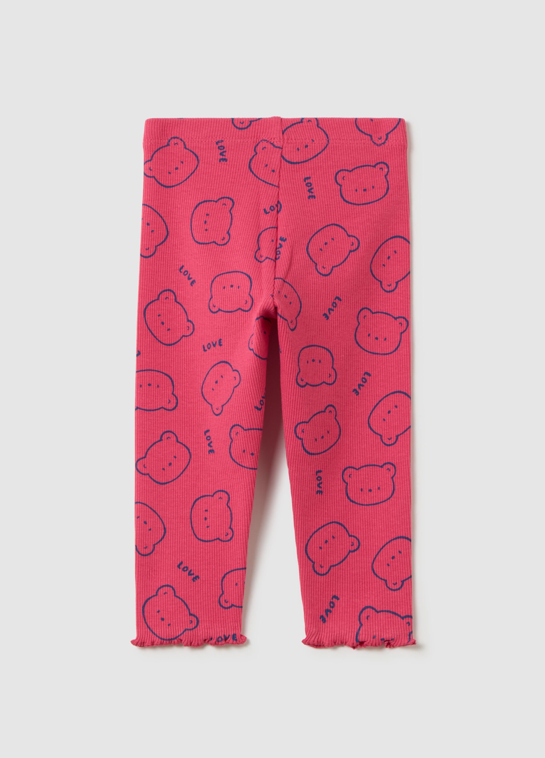 Girls' pink stretch cotton leggings