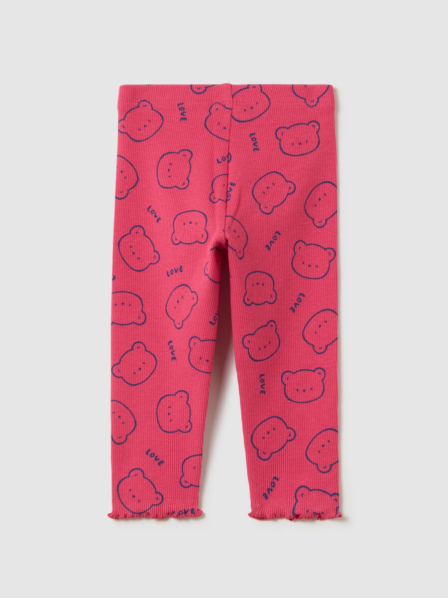 Girls' pink stretch cotton leggings_1