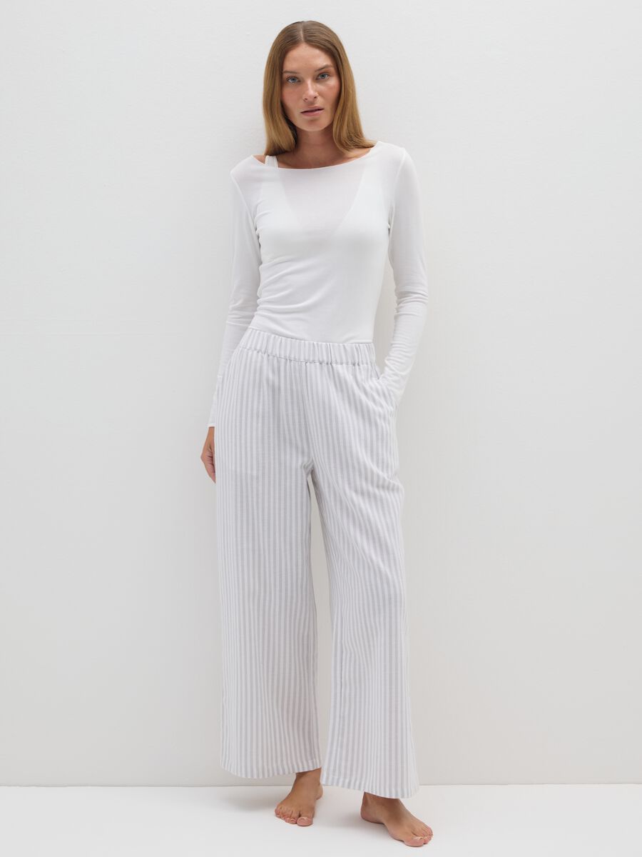 Regular fit grey pure cotton trousers_0