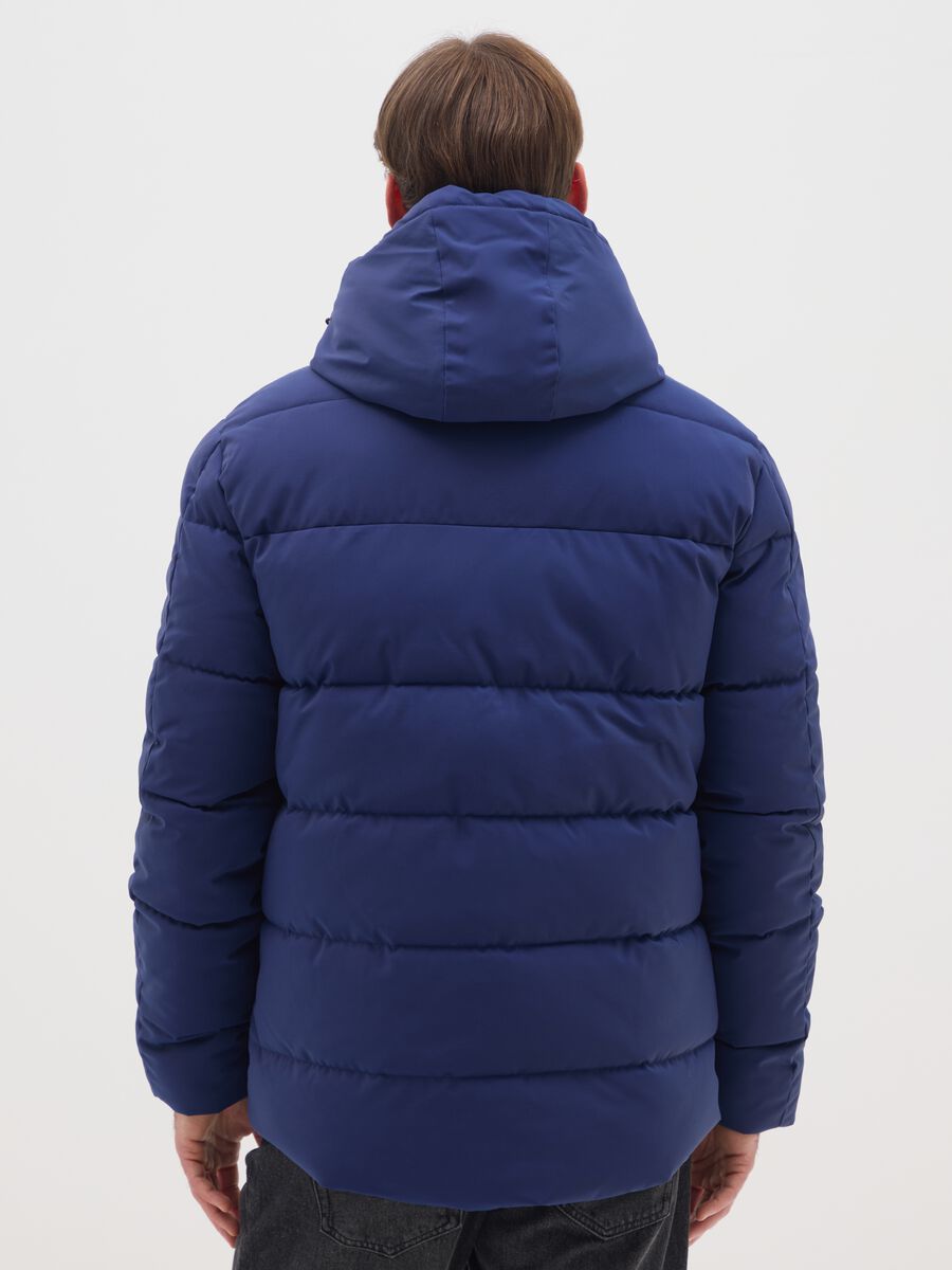 Blue padded jacket with hood and zip_2