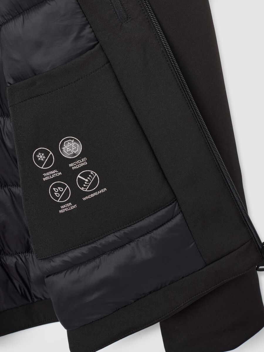 Black padded jacket in stretch fabric_1