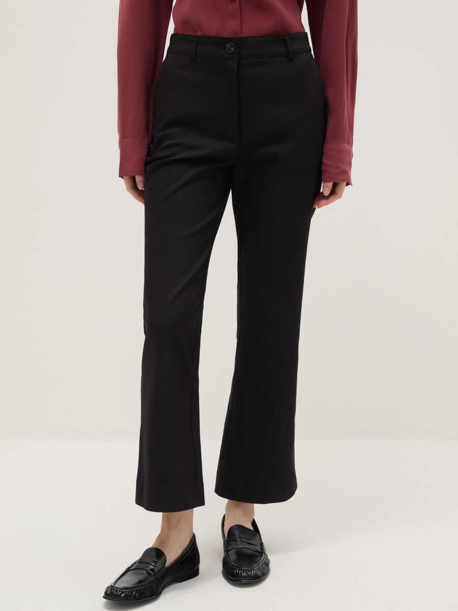 Black stretch regular fit trousers_2