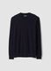 Maglia blu in misto cotone e cashmere girocollo_4