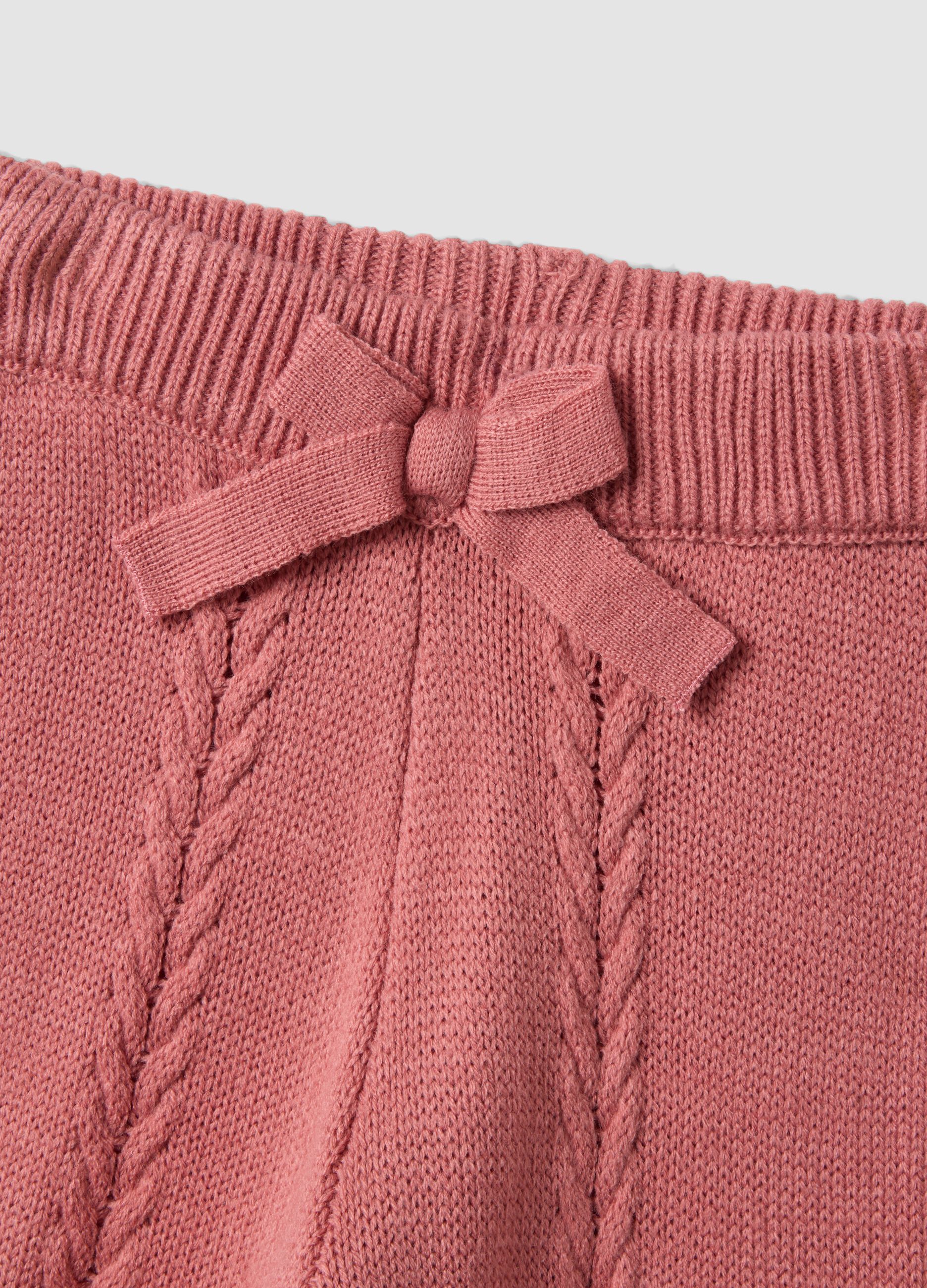 Pink regular-fit trousers with bow