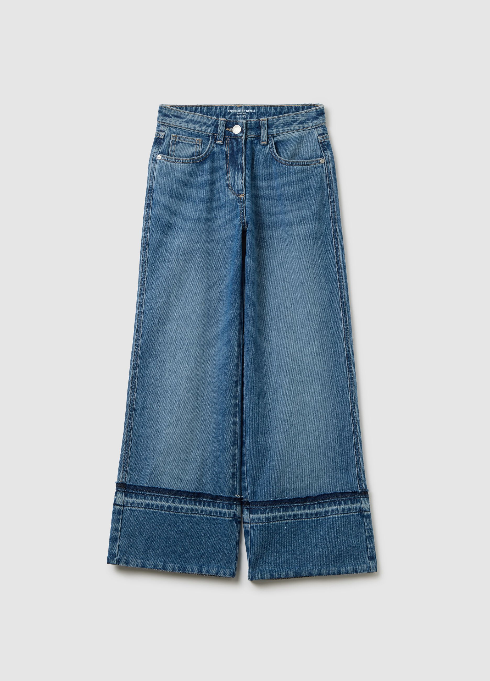 Girls' Pure Cotton Denim Wide Leg Jeans