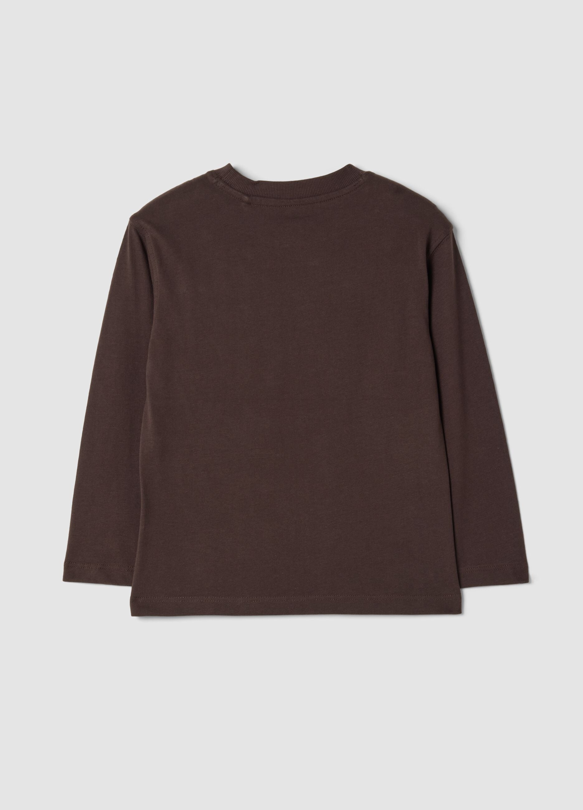 T-shirt marrone in puro cotone organico con stampa over fit