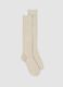 Long beige ribbed socks in pure organic cotton_0