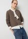 Brown crew neck cardigan in pure wool regular fit_0