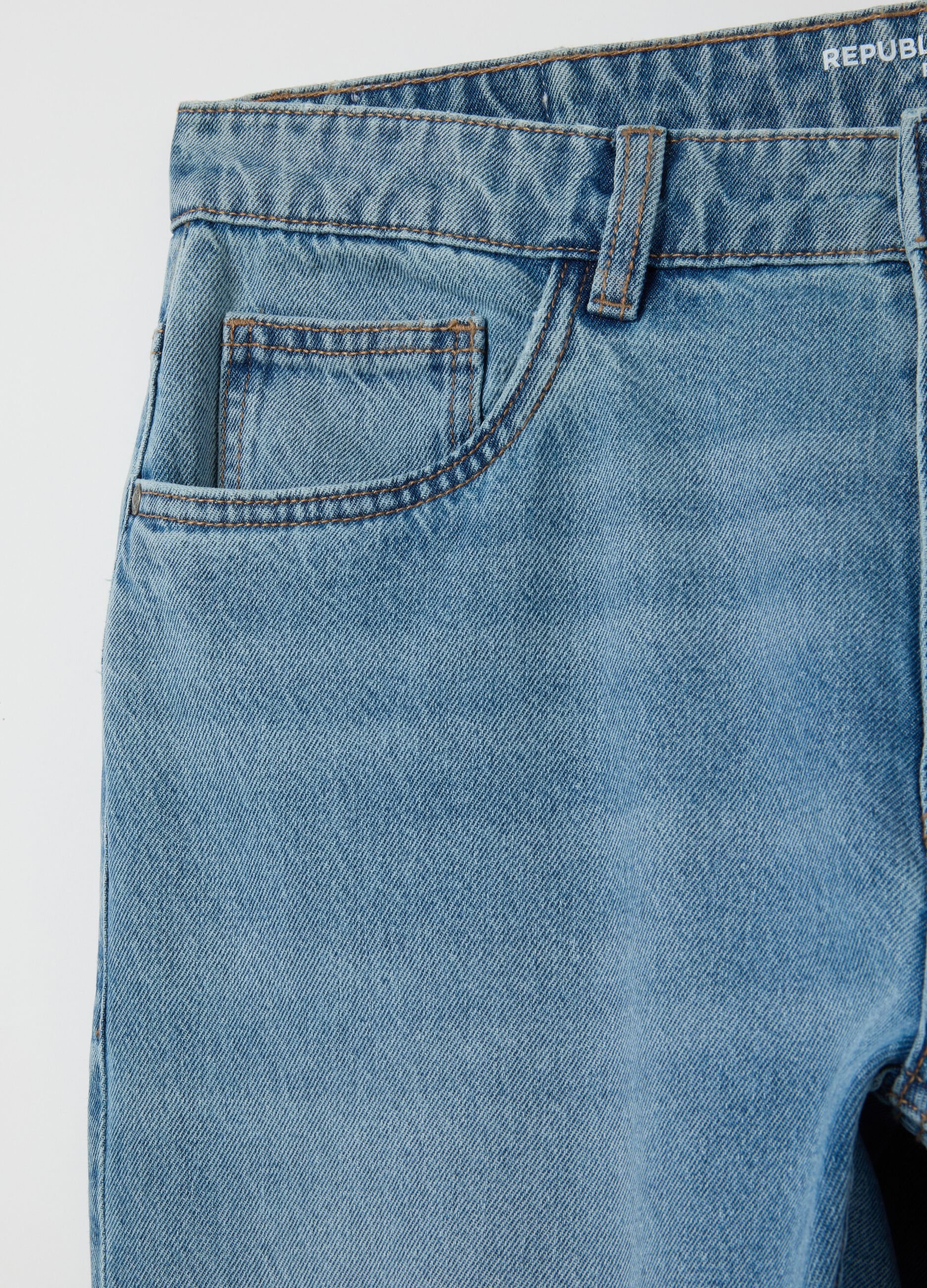 Men's pure cotton blue regular fit jeans