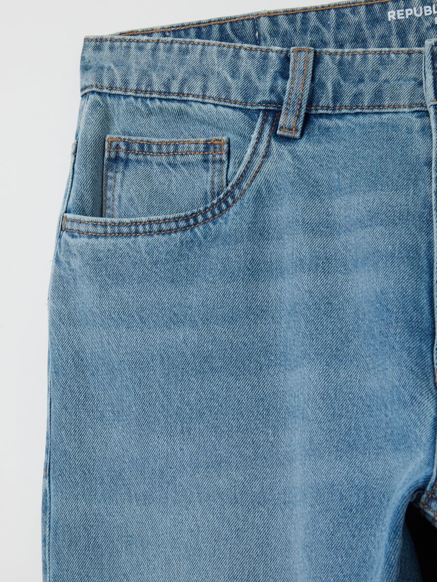 Men's pure cotton blue regular fit jeans_5
