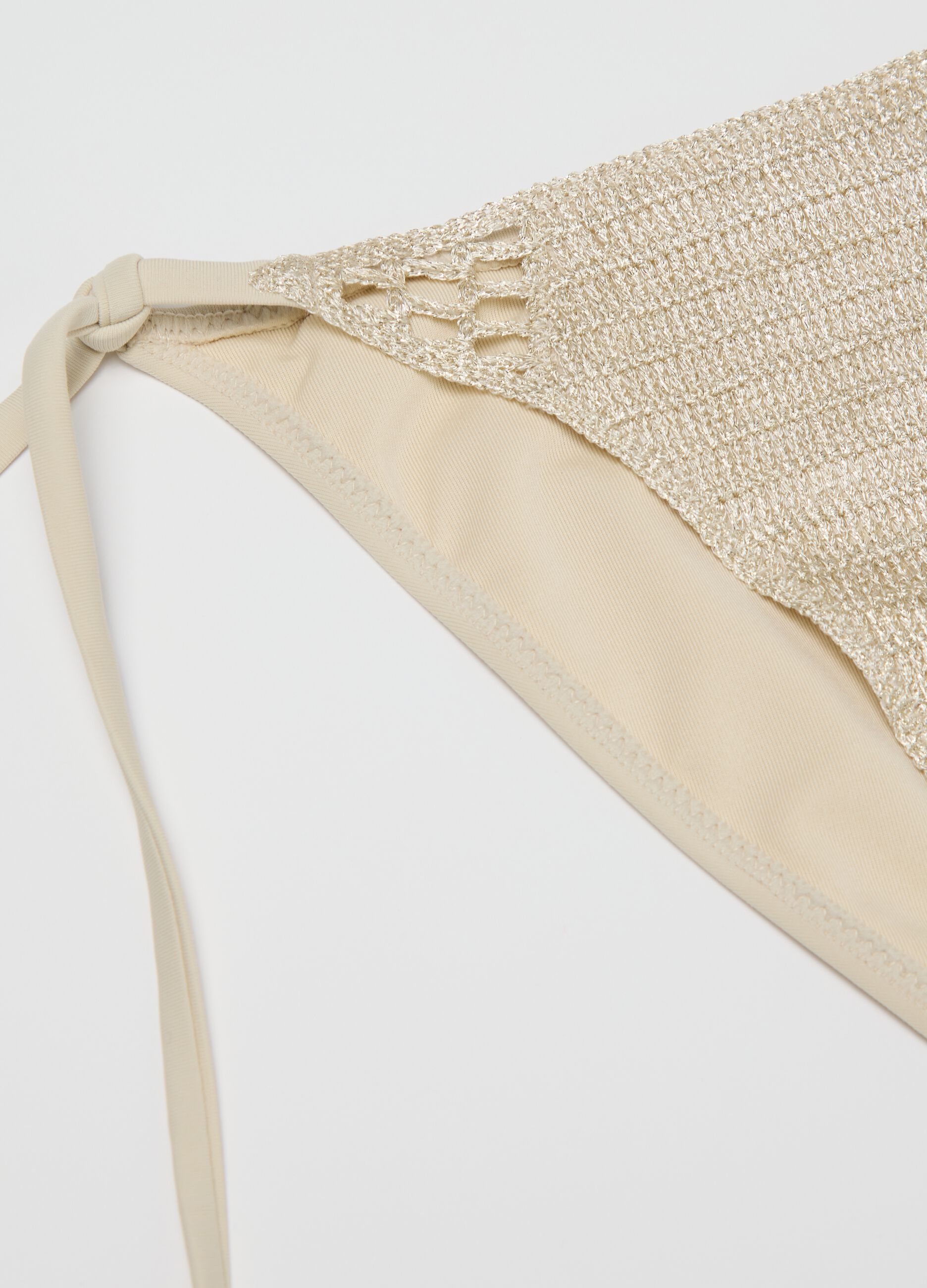 Ivory crochet bikini briefs in lurex