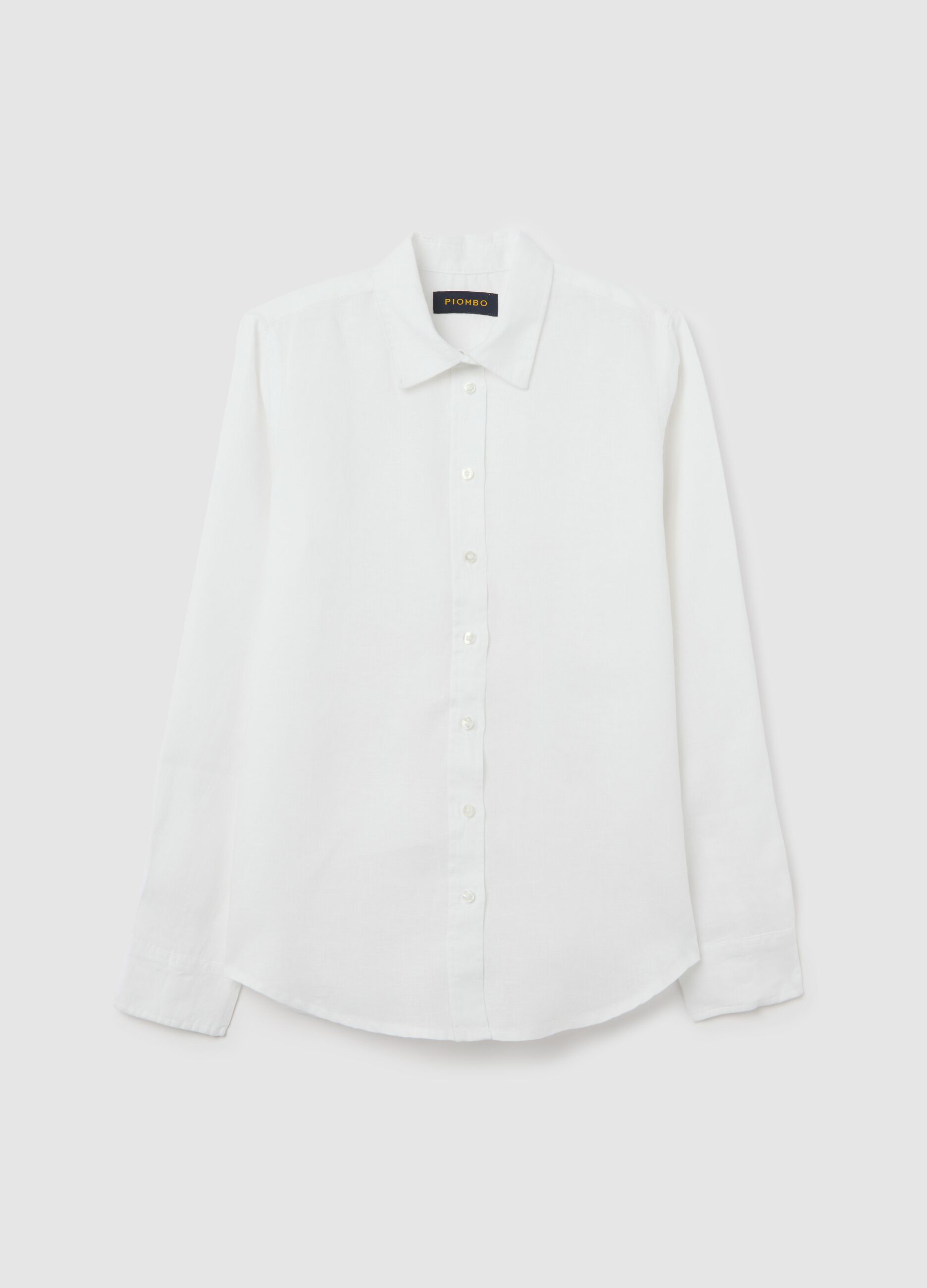 White regular-fit shirt in linen