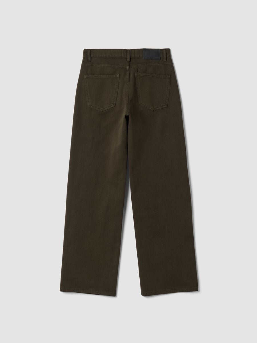 Jeans marroni wide leg in puro cotone_6