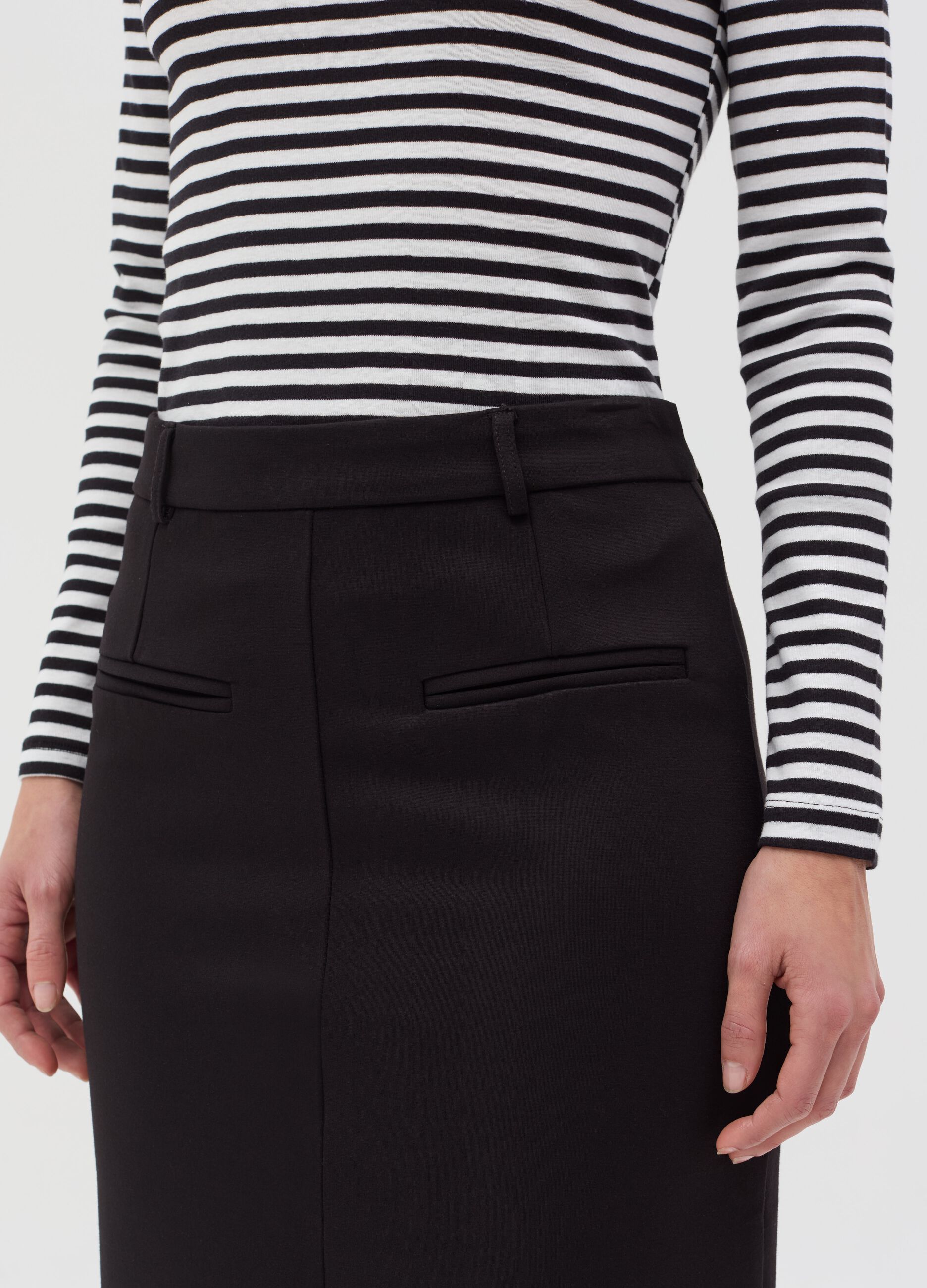 Midi pencil skirt with slit