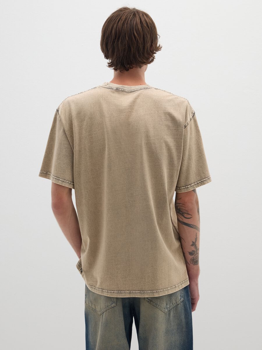 Beige pure cotton regular fit T-shirt_3