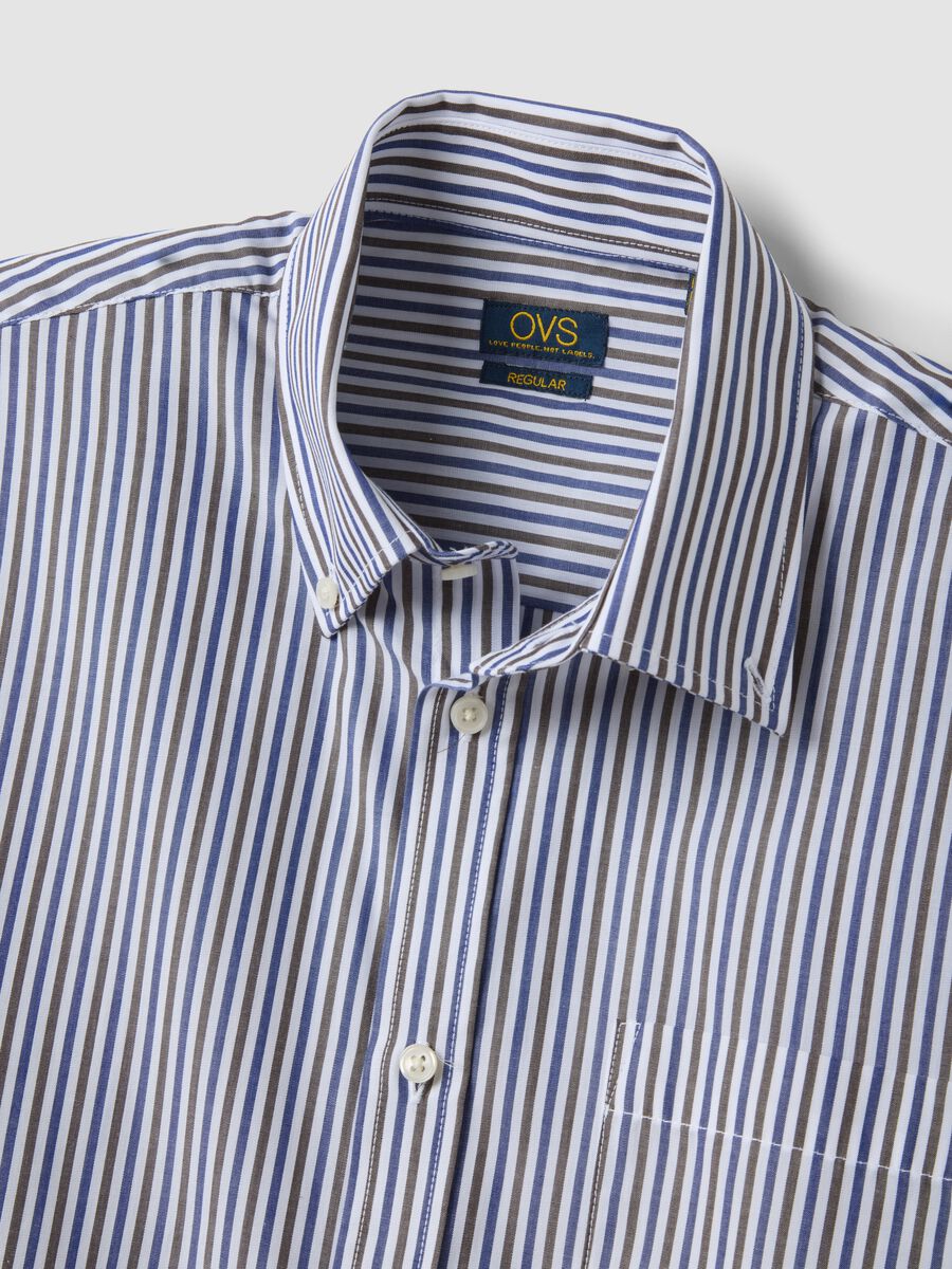 White striped cotton-blend shirt with easy-iron button-down collar_5