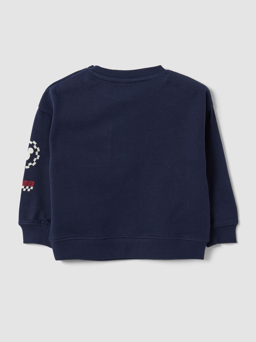 Felpa blu in puro cotone con girocollo e stampa Mickey over fit per bimbo_1