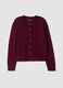 Red crew-neck pure cashmere cardigan_0