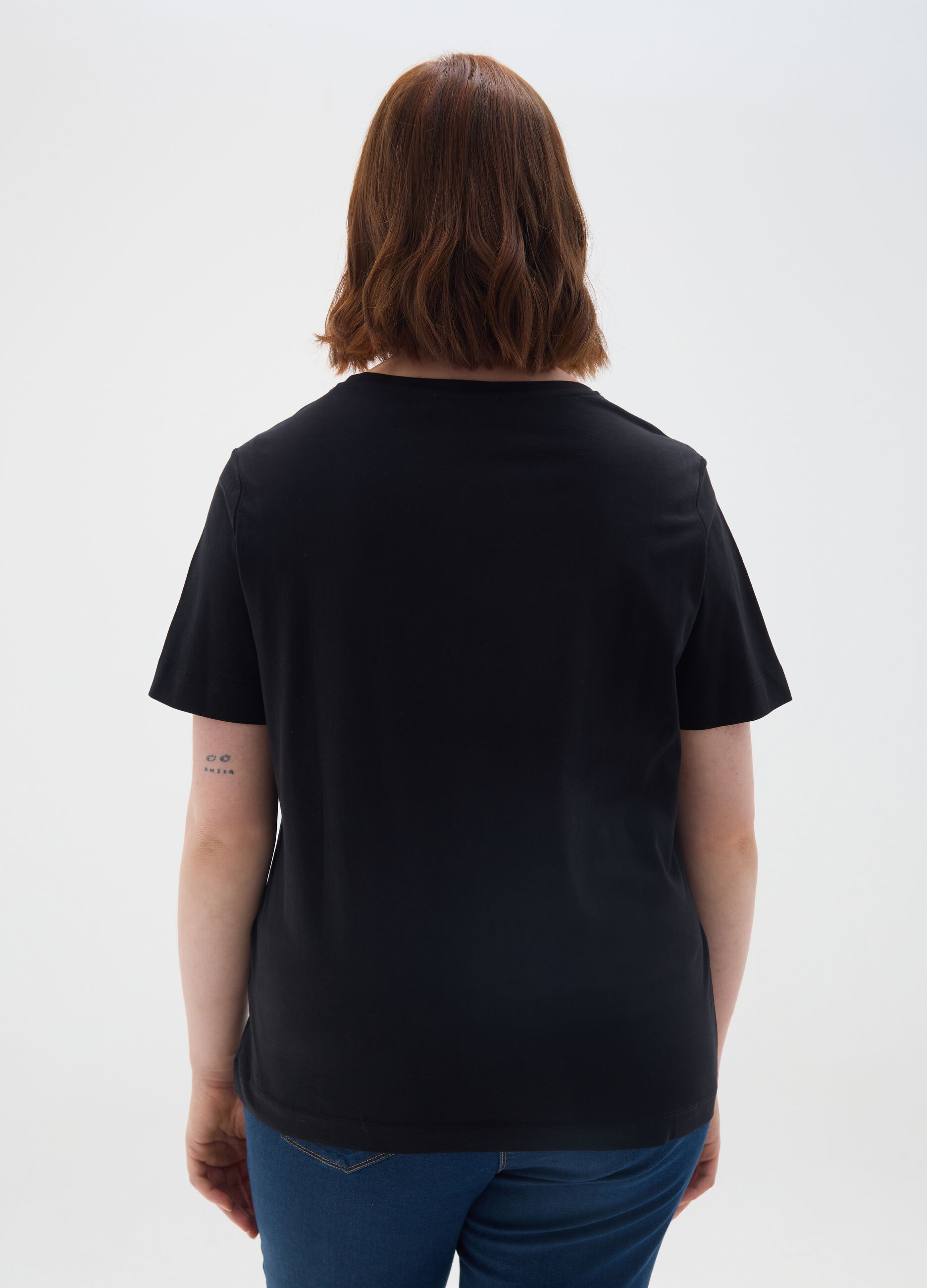 Regular fit black pure cotton T-shirt