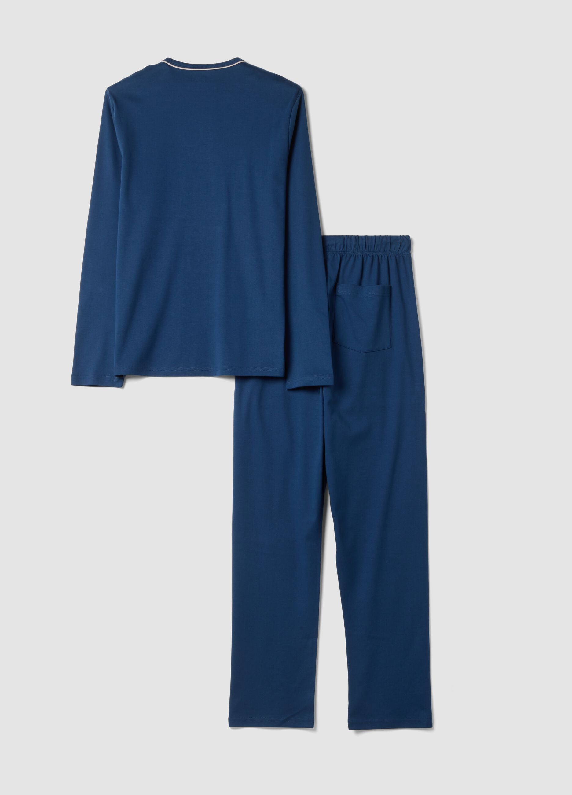 Pigiama blu in puro cotone organico con girocollo