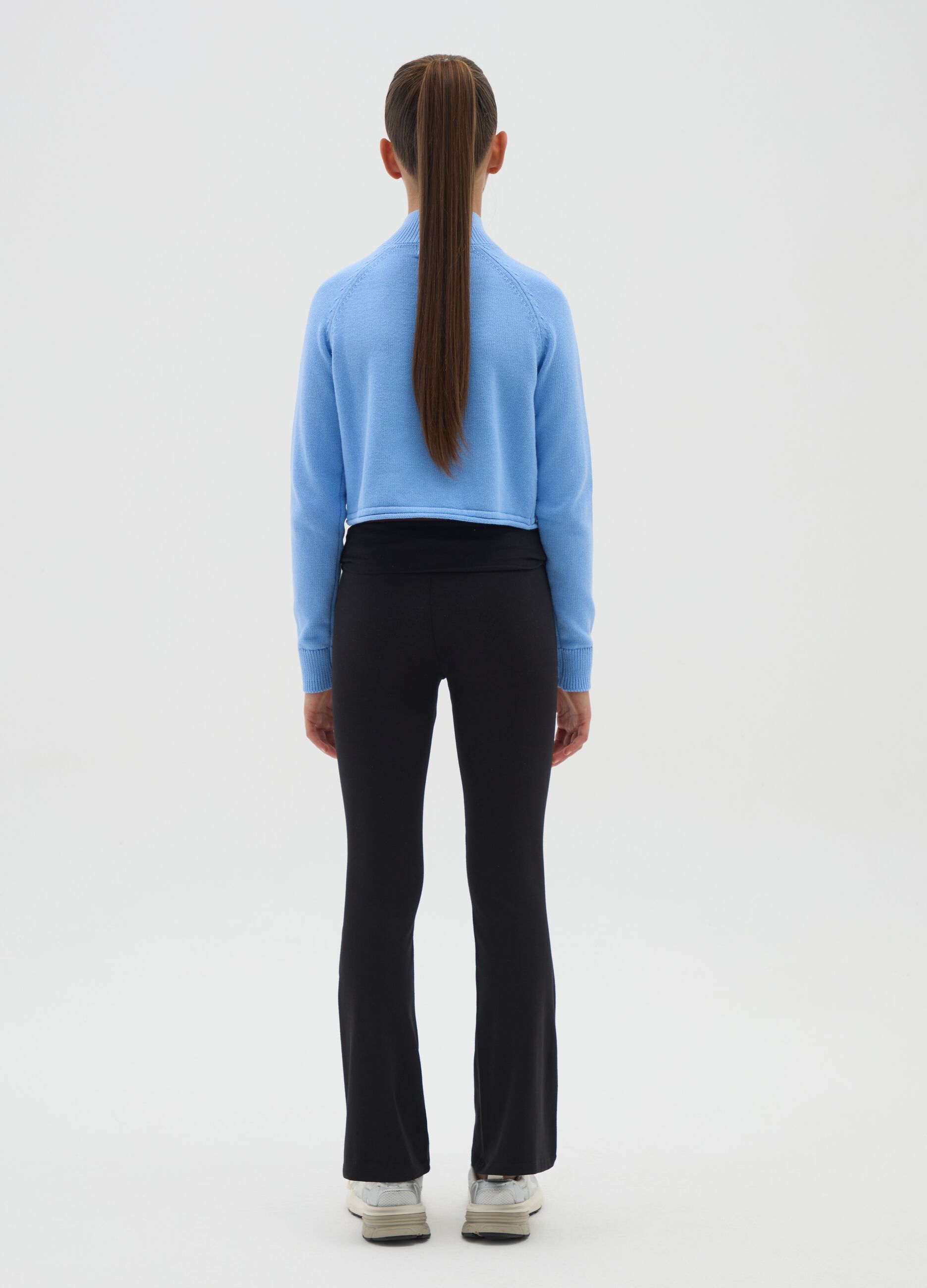 Girls' Black Stretch Cotton Trousers