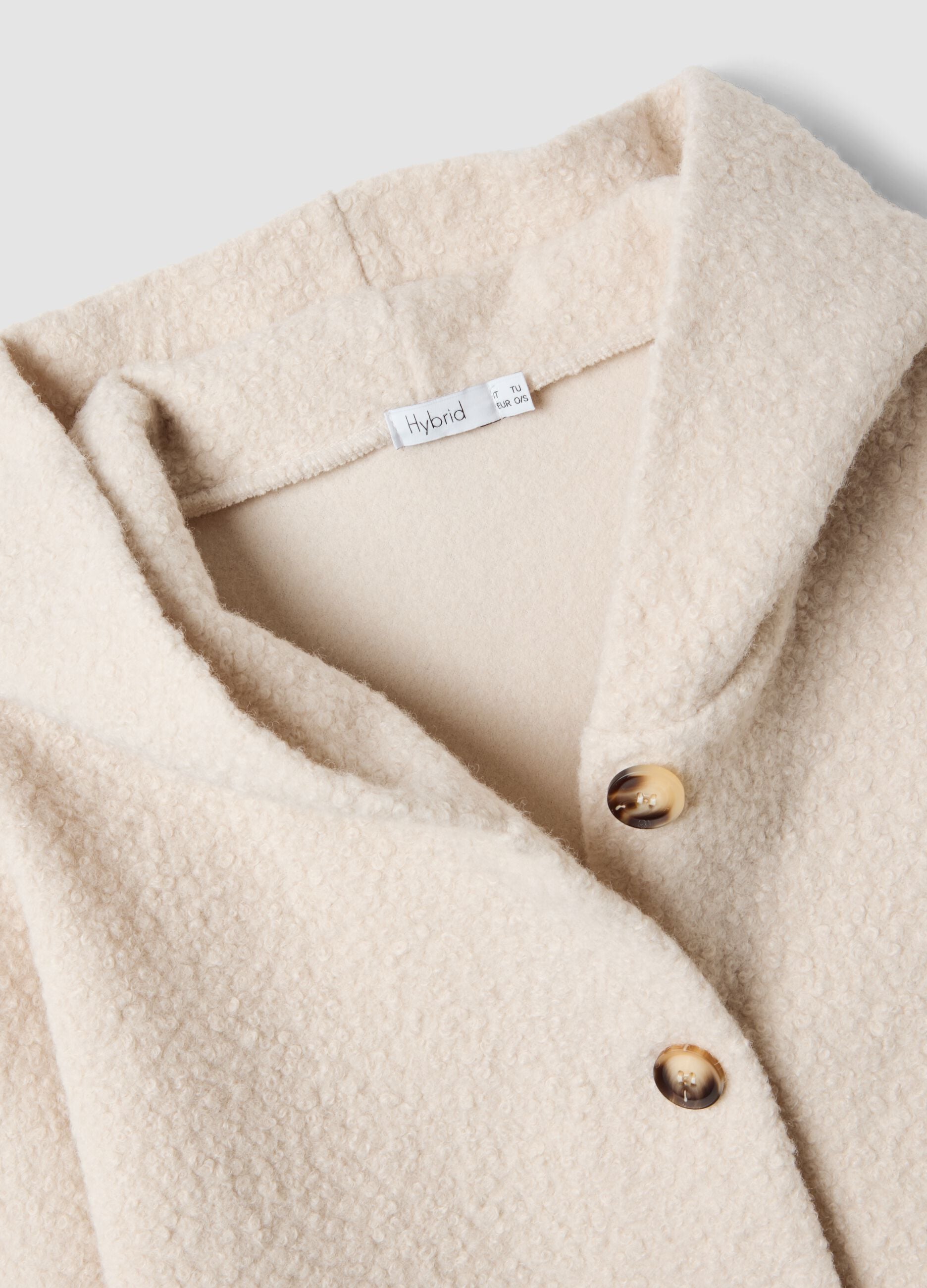 Beige regular-fit coat with hood and buttons