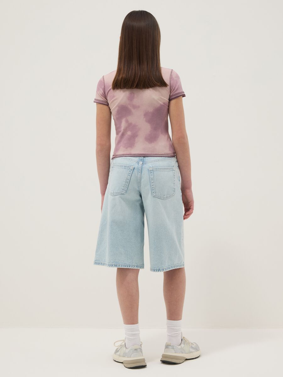 Light blue pure cotton denim shorts for girls, straight fit_1