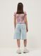 Light blue pure cotton denim shorts for girls, straight fit_1