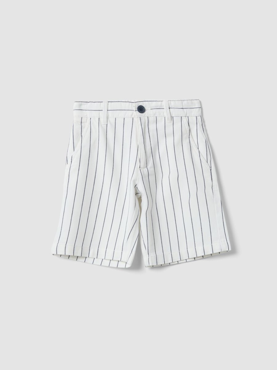 Shorts in puro cotone a righe multicolor da bambino regular fit_0