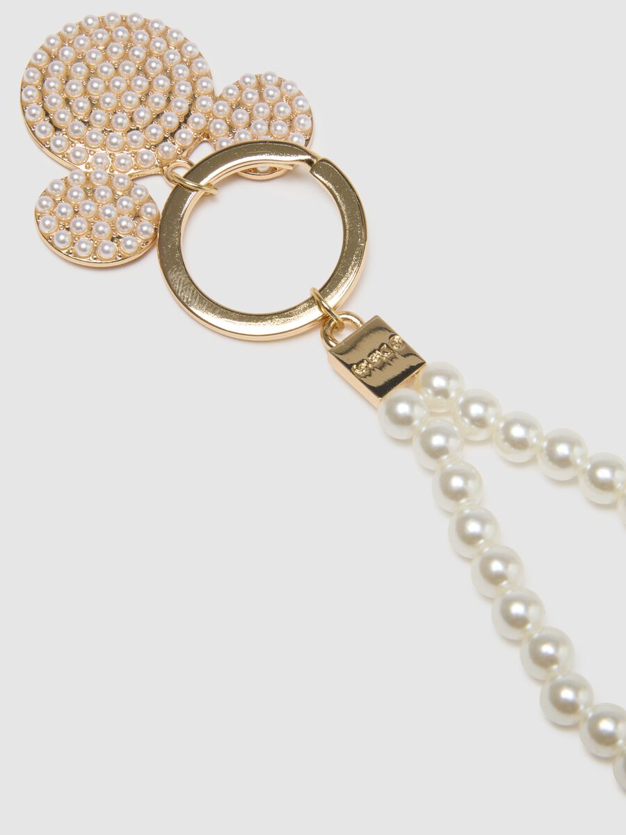 Gold Keychain with Pearls and Disney Rhinestones_1